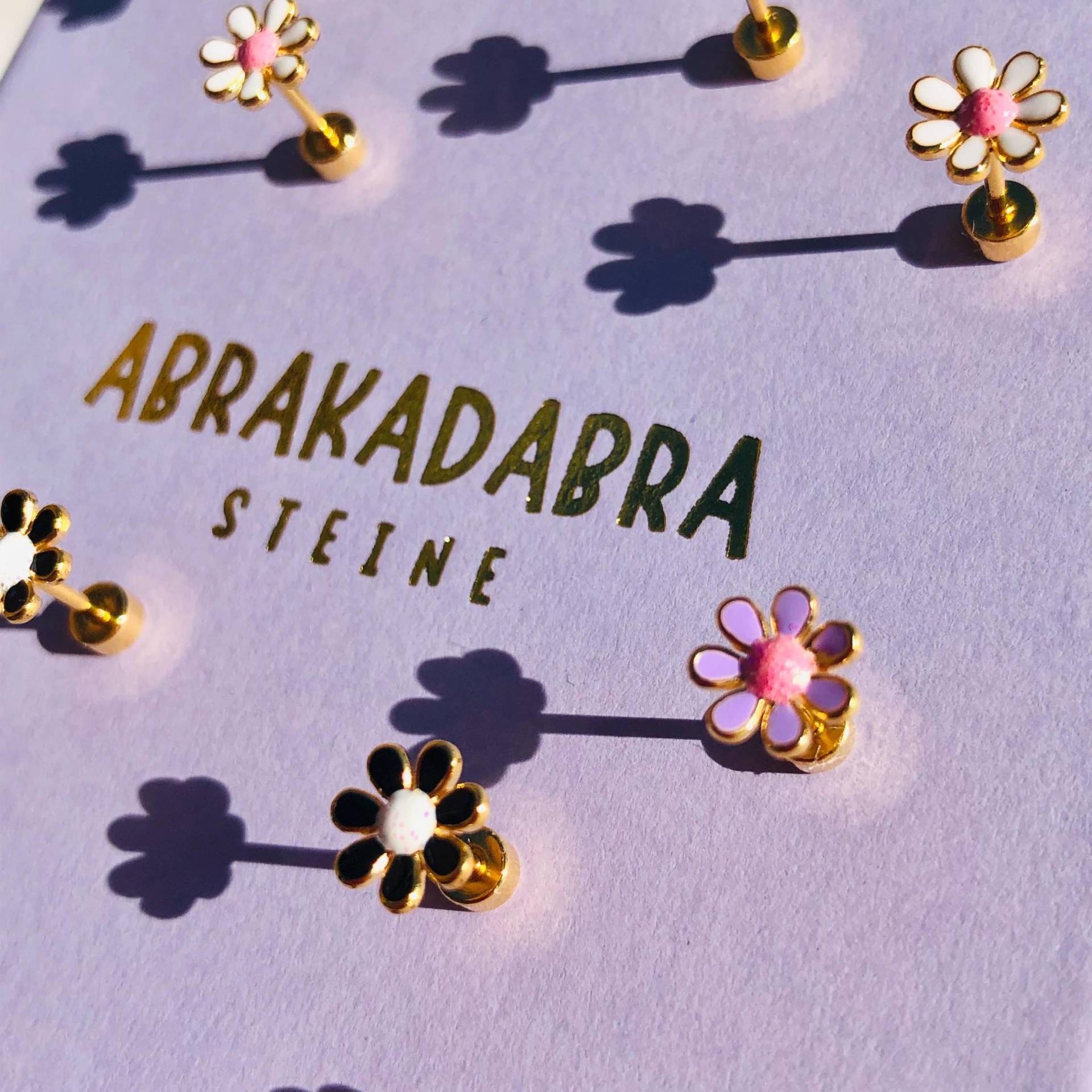 Ohrstecker-18K Vergoldete Ohrstecker-Blumenohrringe-Blumenohrstecker-Bunte Ohrringe-Kinderohrstecker-Ohrstecker Klein-Blumenschmuck von AbrakadabraSteineDE