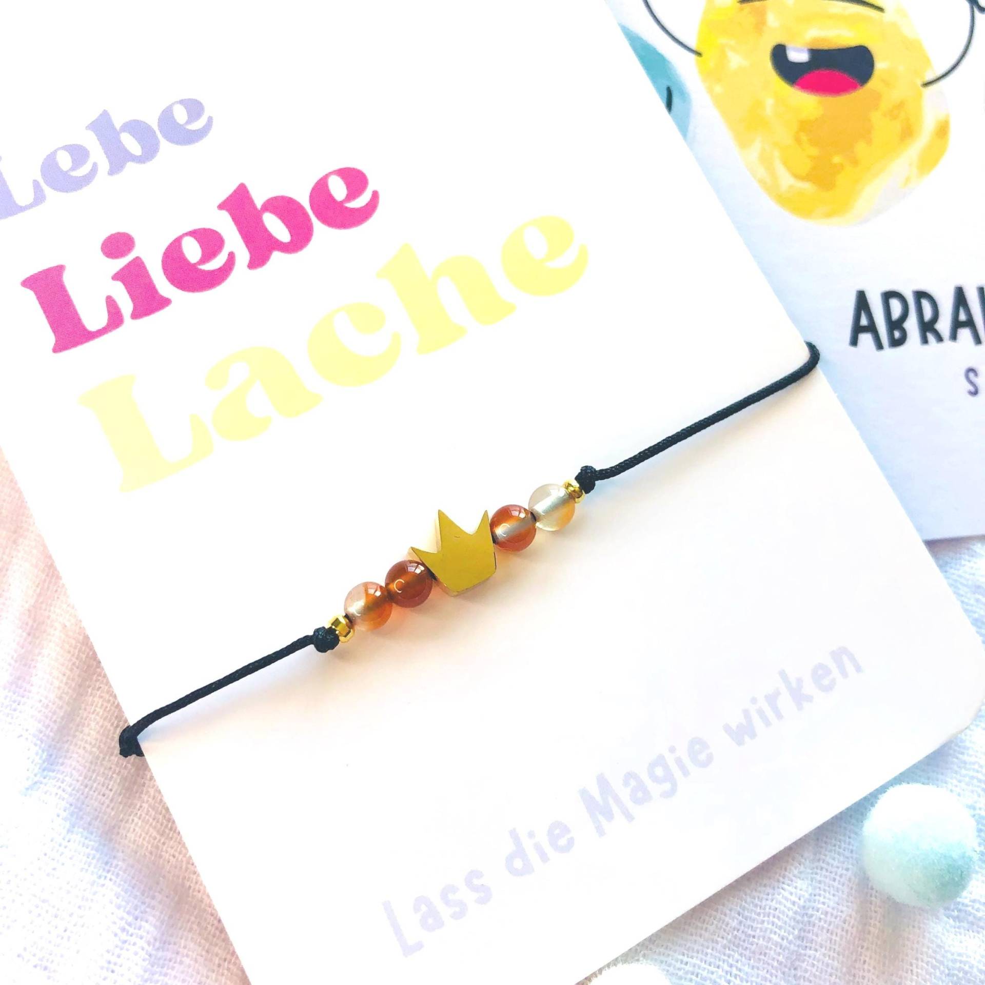Personalisertes Armband Mit Krone-18K Vergoldetes Armband-Edelstein Armband-Glücksbringer-Talisman Armband-Babyshower Geschenk Mann Frau von AbrakadabraSteineDE