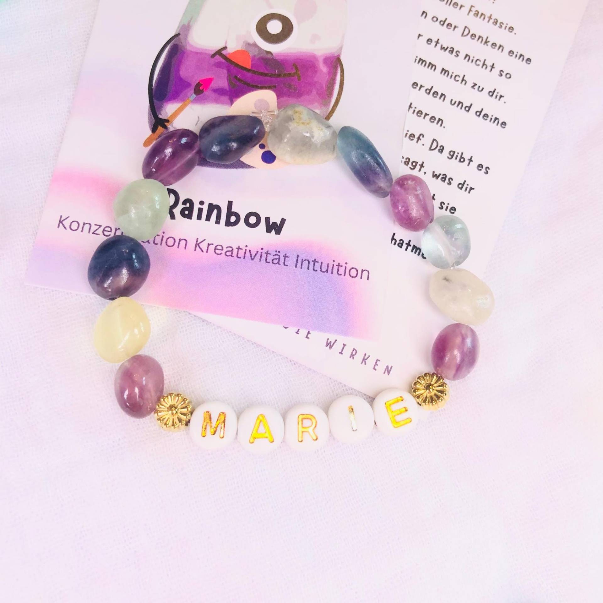 Personalisiertes Kinderarmband "Big Rainbow"-Mutmacher-Armband Edelsteine-Geschenk Kind-Geschenkidee Kind-15cm Lang-Einschulungsgeschenke Personalisiertes Kinderarmband "Big Rainbow"-Mutmacher-Armband Edelsteine-Geschenk Kind-Geschenkidee Kind-15cm Lang-Einschulungsgeschenke von AbrakadabraSteineDE