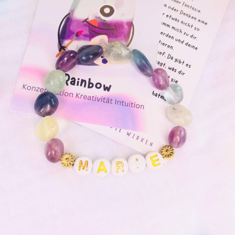 Personalisiertes Kinderarmband "Big Rainbow"-Mutmacher-Armband Edelsteine-Geschenk Kind-Geschenkidee Kind-15cm Lang-Einschulungsgeschenke Personalisiertes Kinderarmband "Big Rainbow"-Mutmacher-Armband Edelsteine-Geschenk Kind-Geschenkidee Kind-15cm Lang-Einschulungsgeschenke von AbrakadabraSteineDE