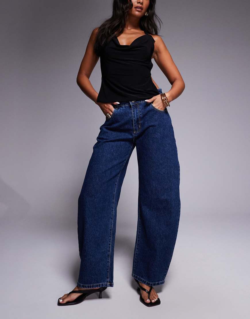 Abrand Jeans - 95 - Barrel-Jeans in dunkler Waschung mit mittelhohem Bund-Marineblau von Abrand Jeans