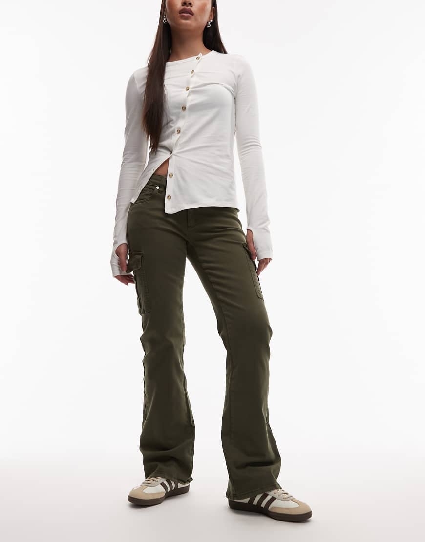 Abrand Jeans - 99 - Bootcut-Jeans in Army-Grün mit niedrigem Bund von Abrand Jeans