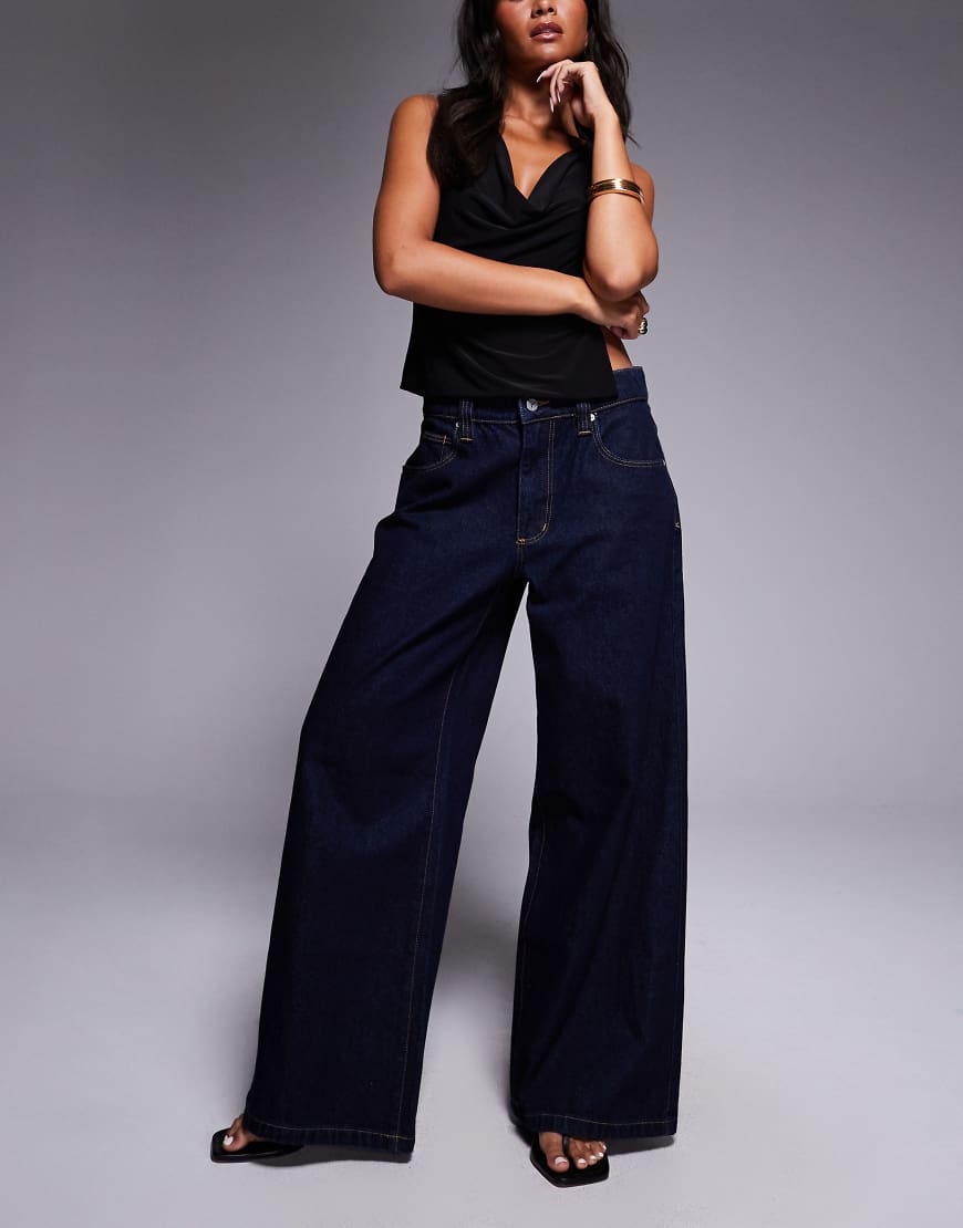 Abrand Jeans - 99 - Superweite Jeans in Indigoblau mit niedrigem Bund-Marineblau von Abrand Jeans