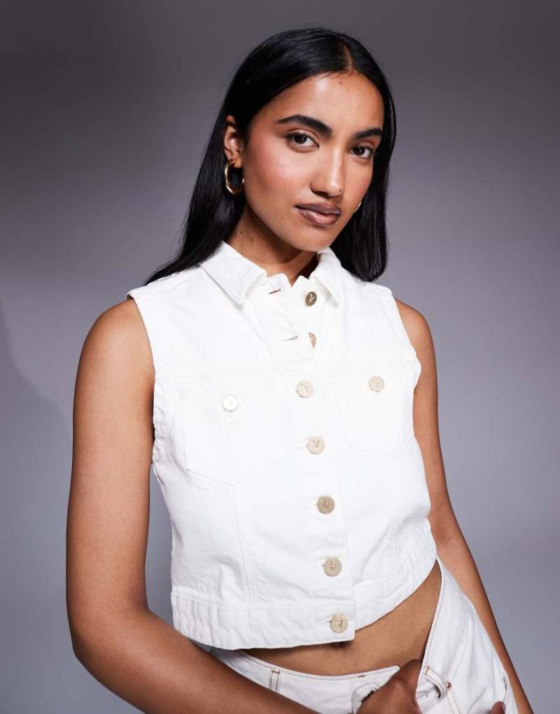 Abrand Jeans - Day Tripper - Jeansweste in Weiß mit Knopfleiste von Abrand Jeans