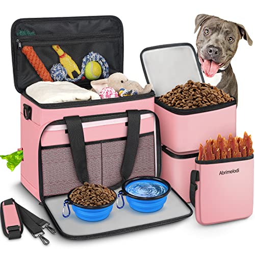 Abrimelodi Set mit 6 Hundetaschen, enthält 2 Futterbehälter, 1 Hunde-Reise-Organizer, 2 Faltbare Näpfe, 1 Leckerli-Tasche, Rosa, Haustier-Reisetasche Abrimelodi Set mit 6 Hundetaschen, enthält 2 Futterbehälter, 1 Hunde-Reise-Organizer, 2 Faltbare Näpfe, 1 Leckerli-Tasche, Rosa, Haustier-Reisetasche von Abrimelodi