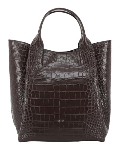 Abro Leder Schultertasche Utensilientasche Leather Cocco Mondial Essential Shopper Dark Brown dunkelbraun von Abro