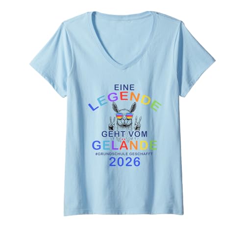 Damen Eine Legende Geht Vom Gelände Cooler Hund Grundschule 2026 T-Shirt mit V-Ausschnitt von Abschied Grundschule Übergang 5. Klasse 2026