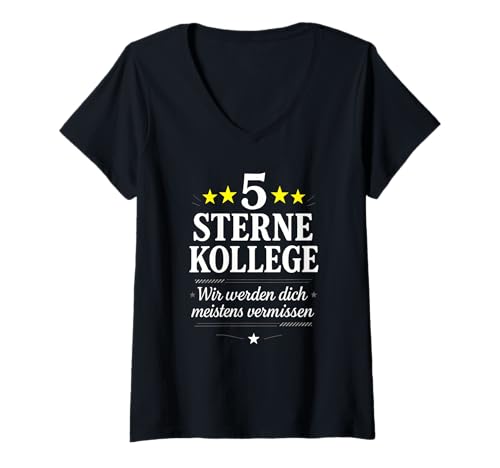 Damen 5 Sterne Kollege Wir Werden Dich Meistens Vermi... T-Shirt mit V-Ausschnitt Damen 5 Sterne Kollege Wir Werden Dich Meistens Vermi... T-Shirt mit V-Ausschnitt von Abschied Kollegen Jobwechsel Verabschiedung