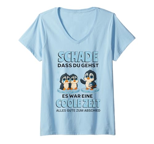 Damen Schade DASS du gehst Coole Zeit Abschied Pinguine T-Shirt mit V-Ausschnitt Damen Schade DASS du gehst Coole Zeit Abschied Pinguine T-Shirt mit V-Ausschnitt von Abschied Kollegen Schule Büro Spaß