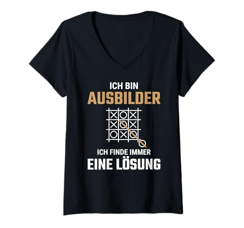 Damen Bin Ausbilder finde Immer eine Lösung Geschenk für Ausbilder T-Shirt mit V-Ausschnitt von Abschiedsgeschenk Ausbilderin beste Ausbildung