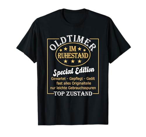 Abschiedsgeschenk Kollegen und Ruhestand Geschenk - Lustiges Rentner Geschenk zum Ruhestand | Oldtimer in Rente T-Shirt (Schwarz, S, Langarm, Klassische Passform, Rundhals-Ausschnitt, Herren, Rentner) von Abschiedsgeschenk Kollegen und Ruhestand Geschenk
