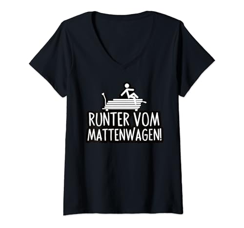 Damen Runter vom Mattenwagen Lehrer Geschenk Sportlehrer witzig T-Shirt mit V-Ausschnitt von Abschiedsgeschenk Lehrerin Lehrerbedarf lustig
