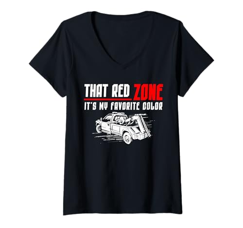 Damen That Red Zone Its My Favorite Color Tow Truck Driver T-Shirt mit V-Ausschnitt Damen That Red Zone Its My Favorite Color Tow Truck Driver T-Shirt mit V-Ausschnitt von Abschleppdienst Designs Abschleppfahrer Idee