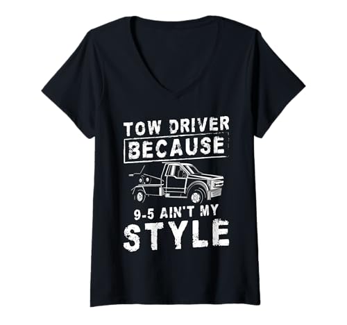 Damen Tow Drivers Because 9-5 Aint My Style Tow Truck Driver T-Shirt mit V-Ausschnitt Damen Tow Drivers Because 9-5 Aint My Style Tow Truck Driver T-Shirt mit V-Ausschnitt von Abschleppdienst Designs Abschleppfahrer Idee