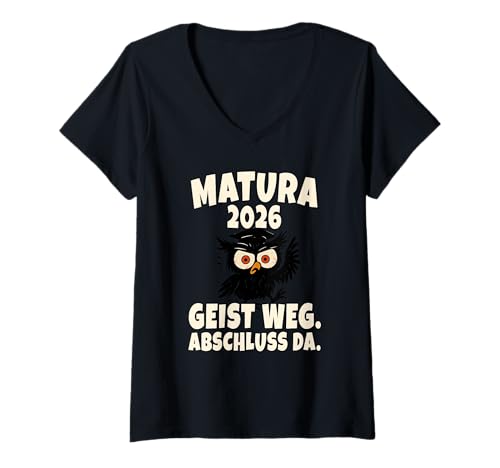 Damen Matura 2026 Geist Weg Abschluss da Cartoon T-Shirt mit V-Ausschnitt von Abschluss Matura Geschenke 2026