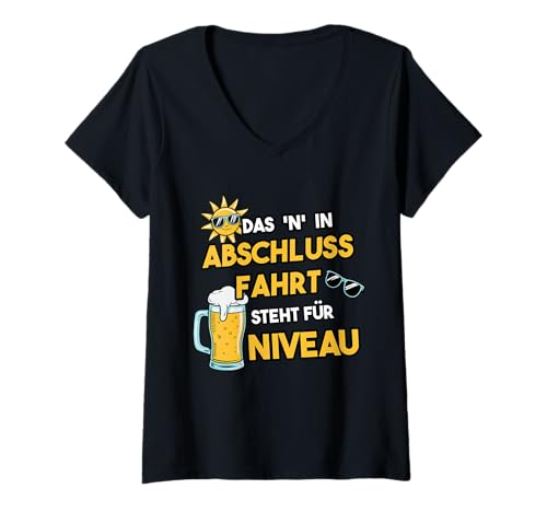 Damen Das N in Abschlussfahrt steht für Niveau Saufen Abschluss T-Shirt mit V-Ausschnitt Damen Das N in Abschlussfahrt steht für Niveau Saufen Abschluss T-Shirt mit V-Ausschnitt von Abschlussfahrt Spruch zum Schulabschluss