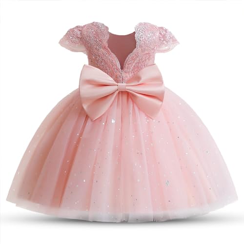 Absead Baby Mädchen Kleid Blumenmädchen Pailletten Spitzenkleider Prinzessin Ballettröckchen Festzug PartykleidGröße 100(3 Jahre, 007 Rosa) von Absead