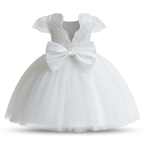 Absead Baby Mädchen Kleid Blumenmädchen Pailletten Spitzenkleider Prinzessin Ballettröckchen Festzug PartykleidGröße 100(3 Jahre, 007 weiß) von Absead