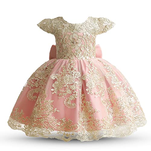 Absead Baby Mädchen Spitzenkleid Blumenmädchen Stickerei Kleider Prinzessin Ballettröckchen Festzug Party KleidGröße 100(3 Jahre, 006 Rosa) von Absead