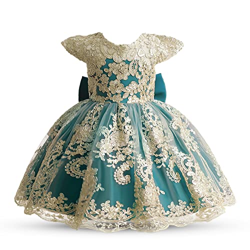 Absead Baby Mädchen Spitzenkleid Blumenmädchen Stickerei Kleider Prinzessin Ballettröckchen Festzug Party KleidGröße 120(5 Jahre, 006 Grün) von Absead