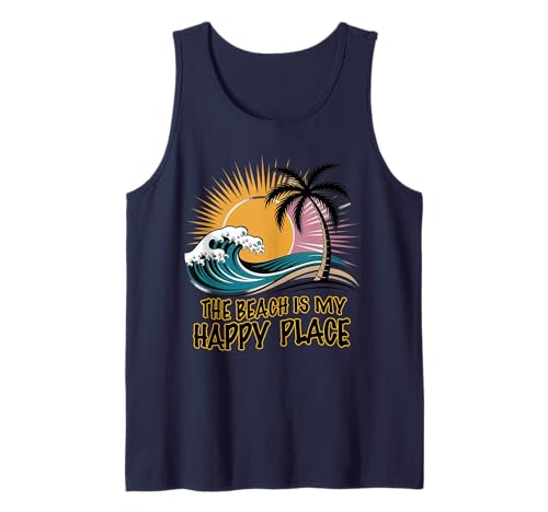 Strandhemd Damen The Beach is My Happy Place Casual Sommer Tank Top Strandhemd Damen The Beach is My Happy Place Casual Sommer Tank Top von Absolute Awesome Beach Vibes
