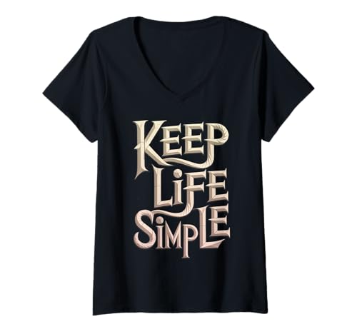 Damen Camping T-Shirt - Minimalistisch Keep It Simple Outdoor T-Shirt mit V-Ausschnitt Damen Camping T-Shirt - Minimalistisch Keep It Simple Outdoor T-Shirt mit V-Ausschnitt von Absolute Awesome Camping Motivational Vibes