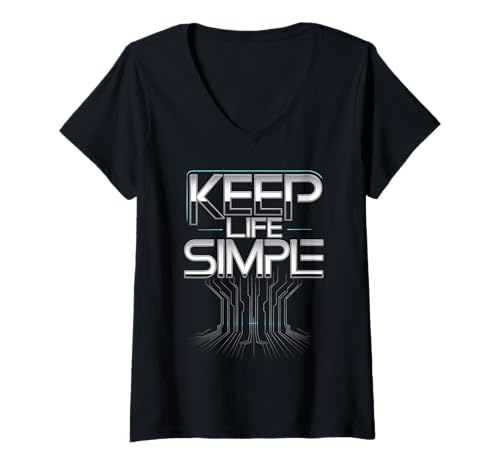 Damen Camping T-Shirt - Minimalistisch Keep It Simple Outdoor T-Shirt mit V-Ausschnitt Damen Camping T-Shirt - Minimalistisch Keep It Simple Outdoor T-Shirt mit V-Ausschnitt von Absolute Awesome Camping Motivational Vibes