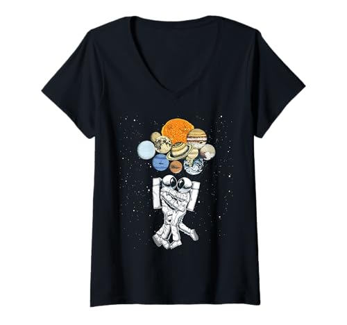 Damen Astronauts In Love In Space And Feel The Galaxy Astronaut T-Shirt mit V-Ausschnitt Damen Astronauts In Love In Space And Feel The Galaxy Astronaut T-Shirt mit V-Ausschnitt von Absolute Awesome Vibes Astronaut Tshirts