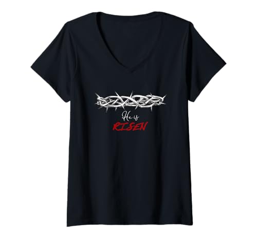Damen Ostern He Is Risen Shirt For Christians Matthäus 28:6 Ostern T-Shirt mit V-Ausschnitt Damen Ostern He Is Risen Shirt For Christians Matthäus 28:6 Ostern T-Shirt mit V-Ausschnitt von Absolute Awesome Vibes Easter Tshirts He Is Risen