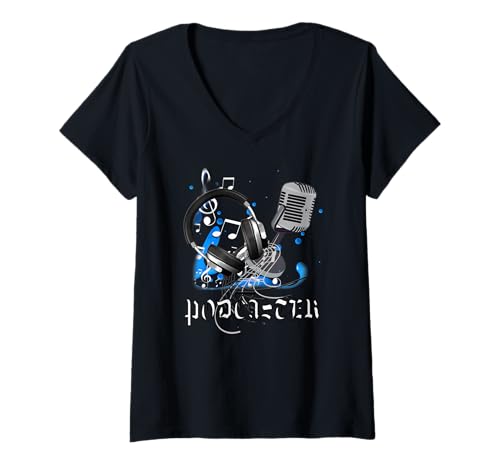 Damen Frag mich nach meinem Podcast Lustiger Podcaster T-Shirt mit V-Ausschnitt von Absolute Awesome Vibes Podcaster