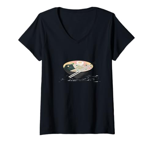 Damen Große Ramen-Welle | Ich Liebe Ramen T-Shirt mit V-Ausschnitt Damen Große Ramen-Welle | Ich Liebe Ramen T-Shirt mit V-Ausschnitt von Absolute Awesome Vibes Ramen T-Shirt