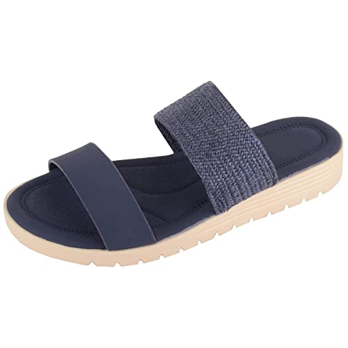 Absolute Footwear Damen Pantoletten zum Reinschlüpfen, leicht, flexibel, mit Riemchen, Urlaub, Sommer, Sandalen, navy, 40 EU von ABSOLUTE FOOTWEAR