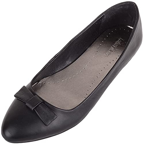 ABSOLUTE FOOTWEAR Damen-Schlupfschuhe aus echtem Leder, formell, elegant, für Arbeit, Schule, Anzug, Ballerina-Stil, Schwarz, 38 EU von ABSOLUTE FOOTWEAR