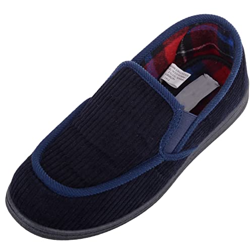 Absolute Footwear Herren-Hausschuhe mit Kordel, kariert, Winter-Mokassin-Stil, navy, 42 2/3 EU von ABSOLUTE FOOTWEAR