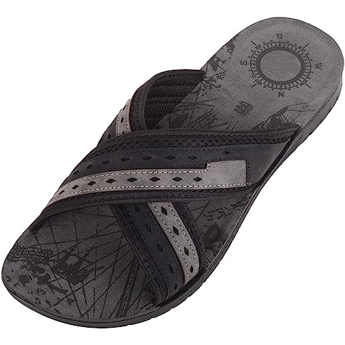 ABSOLUTE FOOTWEAR Herren-Sandalen für den Sommer, Urlaub, zum Überziehen, zweifarbig, Strand- und Pool-Sliders, Schwarz , 45 EU von ABSOLUTE FOOTWEAR