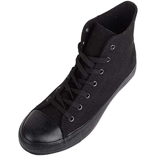 ABSOLUTE FOOTWEAR Herren-Turnschuhe zum Reinschlüpfen, Schnüren, hohe Oberseite aus Segeltuch, Sommerschuhe, Schwarz - Schwarz - Größe: 42 2/3 EU von ABSOLUTE FOOTWEAR