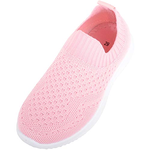 ABSOLUTE FOOTWEAR Kinder/Mädchen Slip On Leichte Strick Sport Walking Turnschuhe Outdoor Schuhe, Pink - Blush - Größe: 31 EU von ABSOLUTE FOOTWEAR