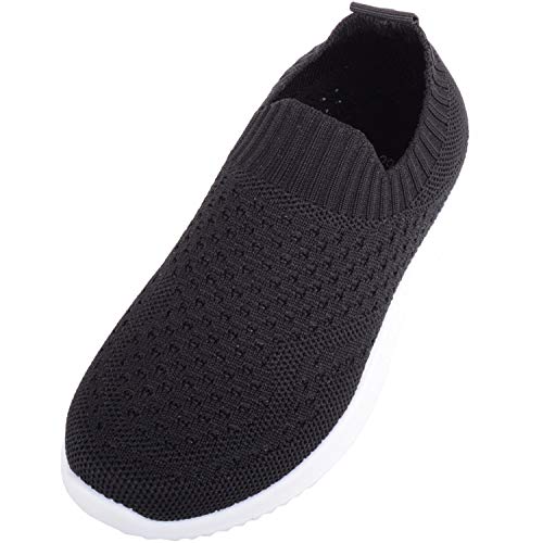 ABSOLUTE FOOTWEAR Kinder/Mädchen Slip On Leichte Strick Sport Walking Turnschuhe Outdoor Schuhe, Schwarz - Schwarz - Größe: 31 EU von ABSOLUTE FOOTWEAR