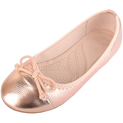 ABSOLUTE FOOTWEAR Kinder Mädchen Slipper Glitzer Glitzer Glitzer Glitzer Ballett-Stil Pumps Schuhe mit Schleife Design, Rose Gold, 27 EU von ABSOLUTE FOOTWEAR