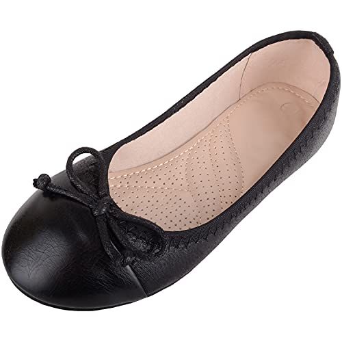 ABSOLUTE FOOTWEAR Kinder Mädchen Slipper Glitzer Glitzer Glitzer Glitzer Ballett-Stil Pumps Schuhe mit Schleife Design, Schwarz, 30 EU von ABSOLUTE FOOTWEAR