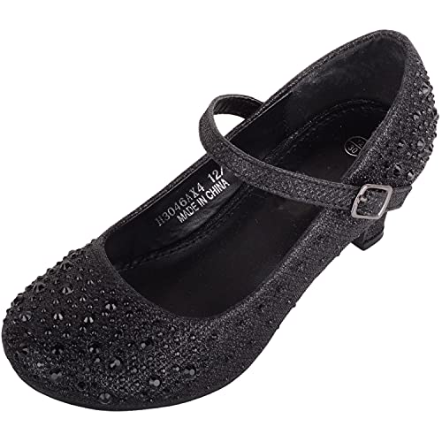 ABSOLUTE FOOTWEAR Kinder-Schuhe mit glitzernden Strasssteinen, für Hochzeit, Party, Pagent, mit Absatz, Schwarz, 31 EU von ABSOLUTE FOOTWEAR