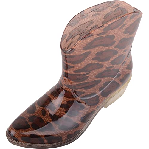 ABSOLUTE FOOTWEAR Wasserdichte Gummistiefel für Damen, Cowboy-Stil, knöchelhoch, Regen, leopard, 41 EU von ABSOLUTE FOOTWEAR