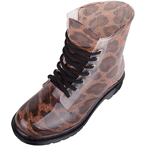 Absolute Footwear Wasserfeste Gummistiefel für Damen, Leopardenmuster, Knöchel, Regenwasser, Winter, Gummistiefel, hautfarben, 37 EU von ABSOLUTE FOOTWEAR