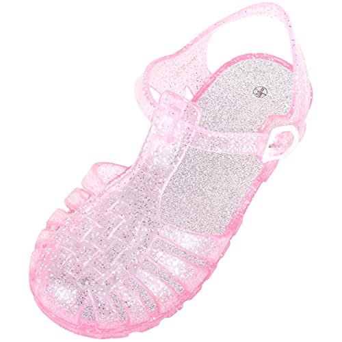 ABSOLUTE FOOTWEAR Kinder Mädchen Glitzer Sparkle Schnalle Sommer Urlaub Strand Gelee Schuhe Sandalen, rose, 27 EU von ABSOLUTE FOOTWEAR