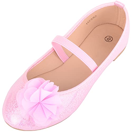 Sandalen für Kinder, Mädchen, zum Reinschlüpfen, glitzernd, Ballerina-Stil, mit Blumenmuster, Pink - Rose - Größe: 34 EU von ABSOLUTE FOOTWEAR