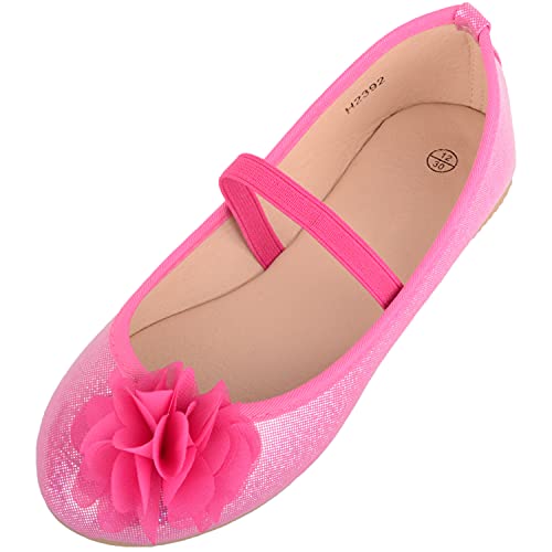 Sandalen für Kinder, Mädchen, zum Reinschlüpfen, glitzernd, Ballerina-Stil, mit Blumenmuster, Pink - fuchsia - Größe: 34 EU von ABSOLUTE FOOTWEAR