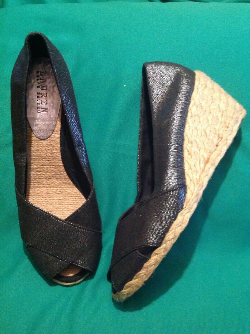 Lauren Ralph Lauren Cecilia 9B Damen Schimmernde Grau Offene Kappe Espardrilles Schuhe Store Displays von AbsolutelyJLee