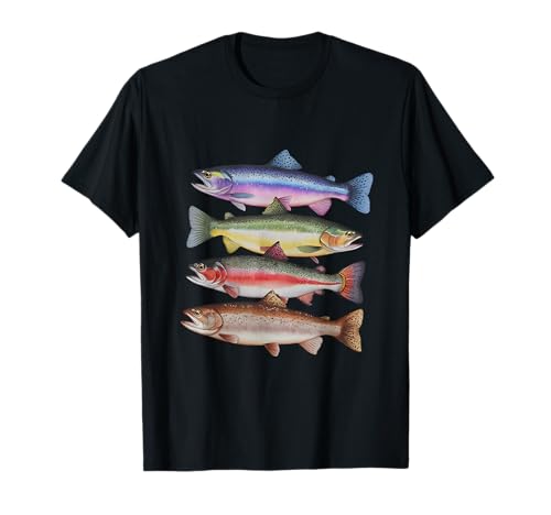 Abstract Colorful Trout In A Row For Fishing Lovers Men Kids T-Shirt von Abstract Colorful Trout In A Row Fishing Lovers