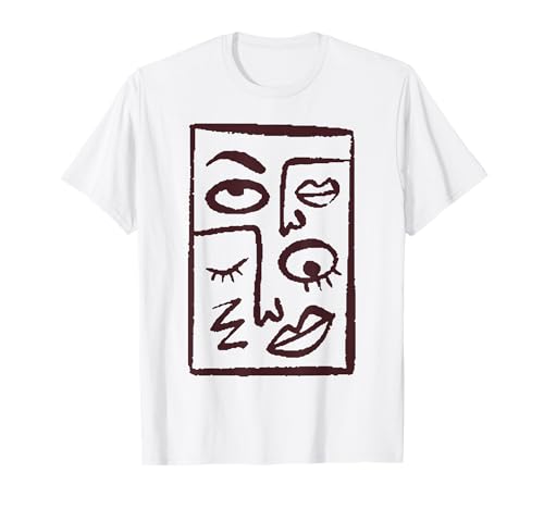 Line Art Women Face Abstract Minimalistic Salon Artists Girl T-Shirt von Abstract Face Minimalistic Novelty Salon Technique
