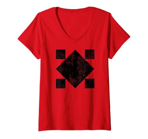 Damen Geometric Square Shape Rotated 45 Degrees Geometry Art Retro T-Shirt mit V-Ausschnitt Damen Geometric Square Shape Rotated 45 Degrees Geometry Art Retro T-Shirt mit V-Ausschnitt von Abstract Geometric Shapes Art Design Collection